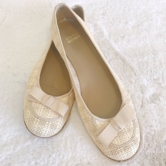 Stuart Weitzman Shoes - Stuart Weitzman | Straw Flat with Bow 9.5
